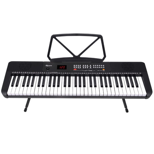 Karrera 61-Key Electronic Piano Keyboard with LED and Folding Stand in Black CHJ-SD1.