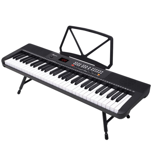 Karrera 61-Key Electronic Piano Keyboard with LED and Folding Stand in Black CHJ-SD1.