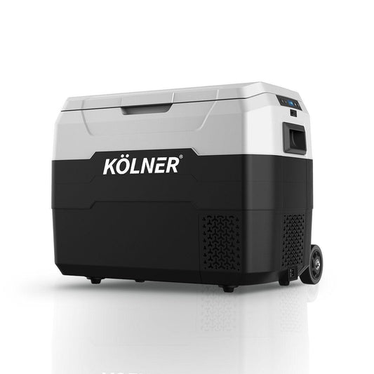 Kolner 40l Fridge Freezer Cooler 12/24/240v Camping Portable Esky Refrigerator With Trolley - Black.
