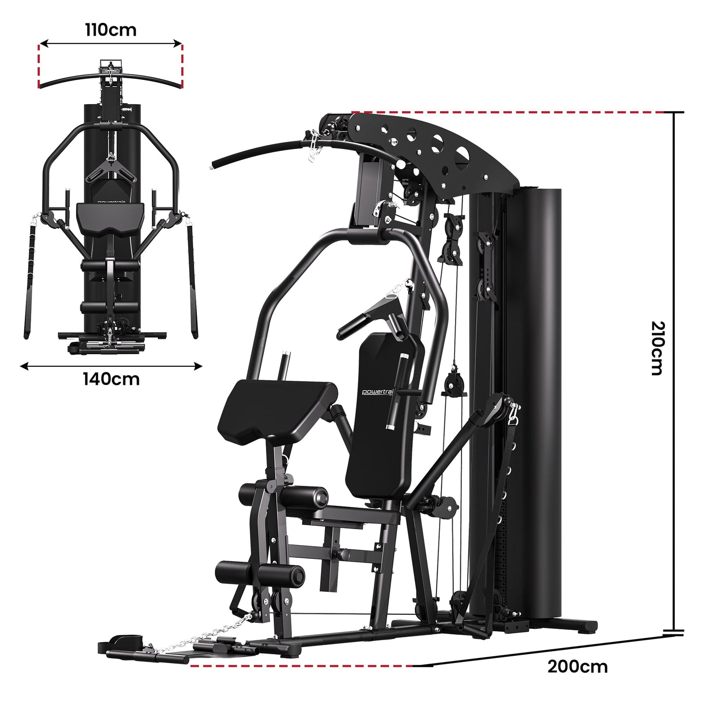 Powertrain Home Multi Gym 560 Full Body Training with 90kg Weight Stack Home Gym.