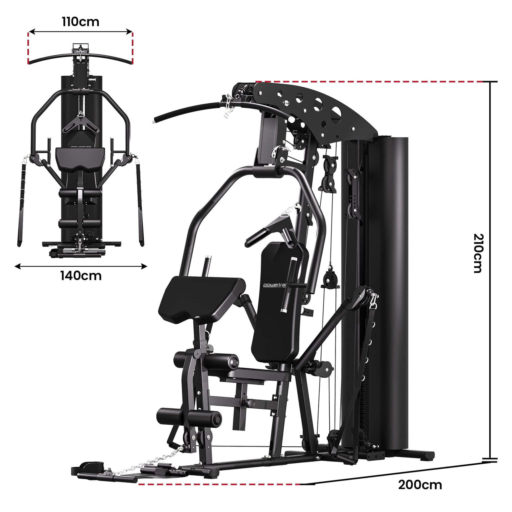 Powertrain Home Multi Gym 560 Full Body Training with 90kg Weight Stack Home Gym.