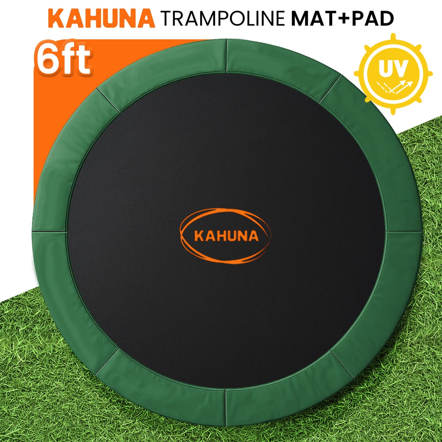 Kahuna 6ft Trampoline Replacememnt Safety Pad Cover and Spring Jumping Bounce Mat Green