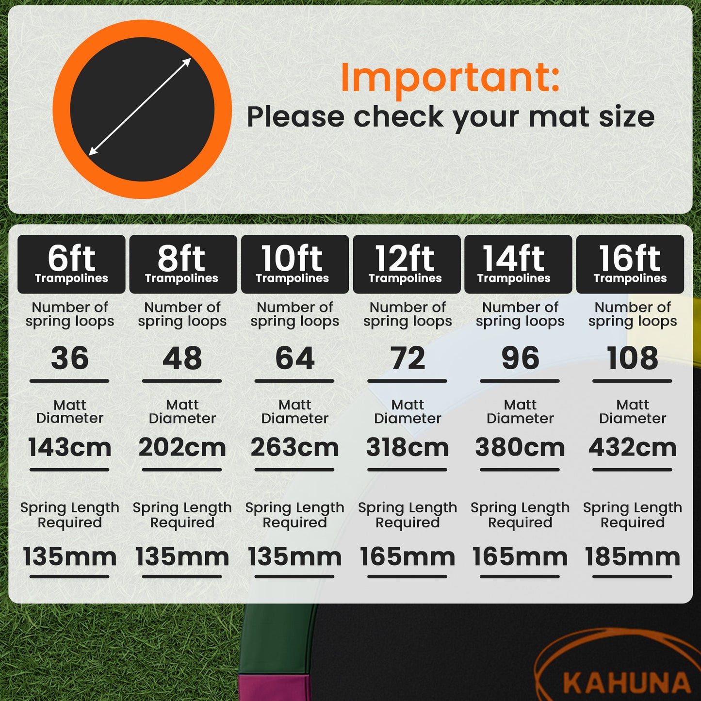 Kahuna 8ft Replacement Trampoline Safety Pad Cover and Jumping Spring Mat - Green