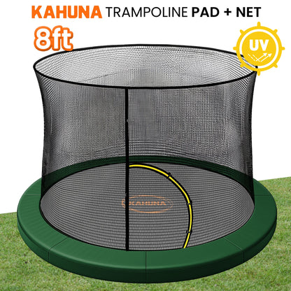 Kahuna 8ft Trampoline Pad and Net - Green
