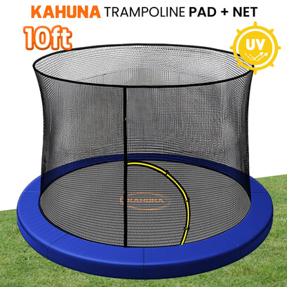 Kahuna 10ft Trampoline Pad and Net - Blue