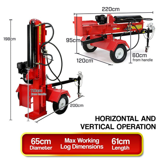 Yukon 60 Ton 420cc Hydraulic Log Splitter Petrol Engine Wood Firewood Cutter.