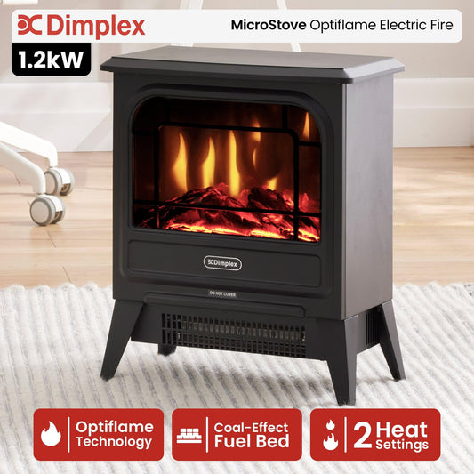 Dimplex 1.2kW MicroStove Optiflame Portable Electric Fire Stove.