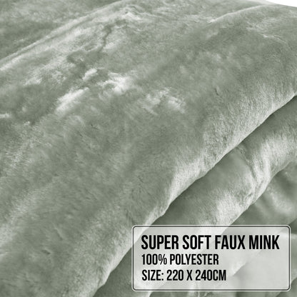 Laura Hill 600-GSM Mink Blanket Queen Size Double-Sided Soft Plush Bed Faux Throw Rug 220 X 240cm Sage