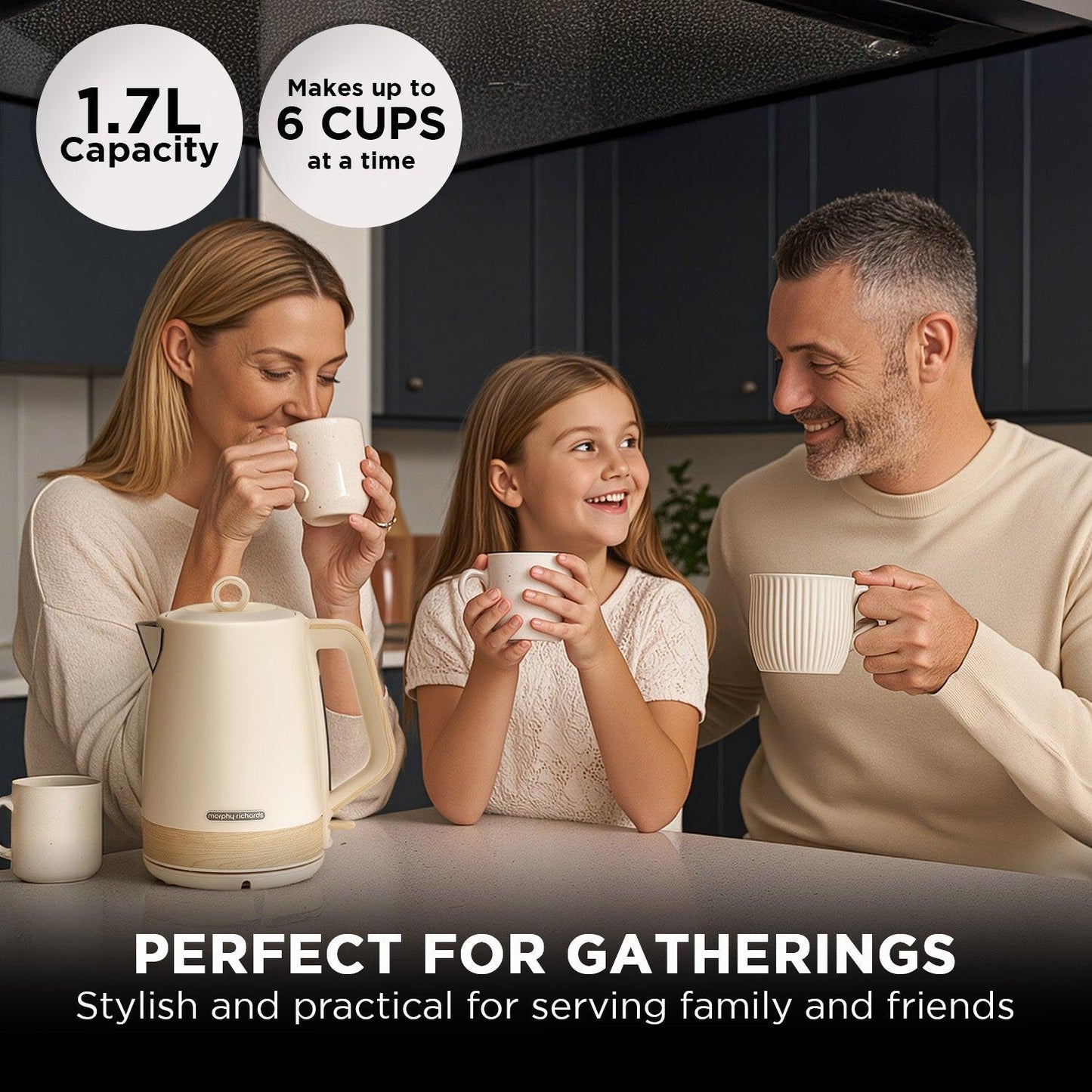 Morphy Richards 1.7L Electric Kettle Essence Scandi Swivel Base Boil-Dry Protection.