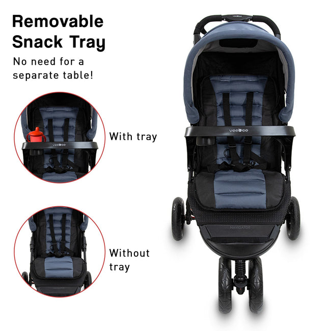 Veebee Navigator Stroller 3-wheel Pram For Newborns To Toddlers - Glacier Main Image