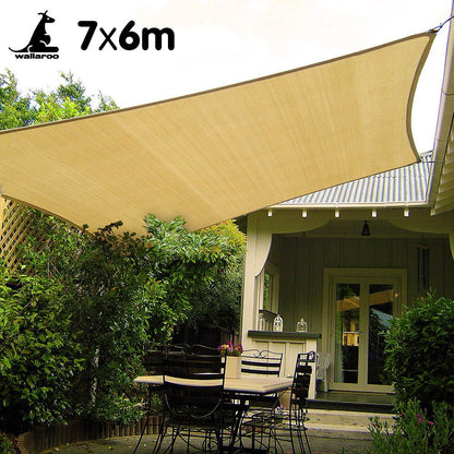 Wallaroo Rectangular Shade Sail 7m x 6m - Sand.
