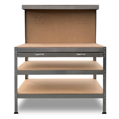 Kartrite 3-layered Work Bench Garage Storage Table Tool Shop Shelf Silver.
