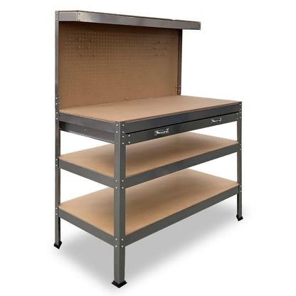 Kartrite 3-layered Work Bench Garage Storage Table Tool Shop Shelf Silver.