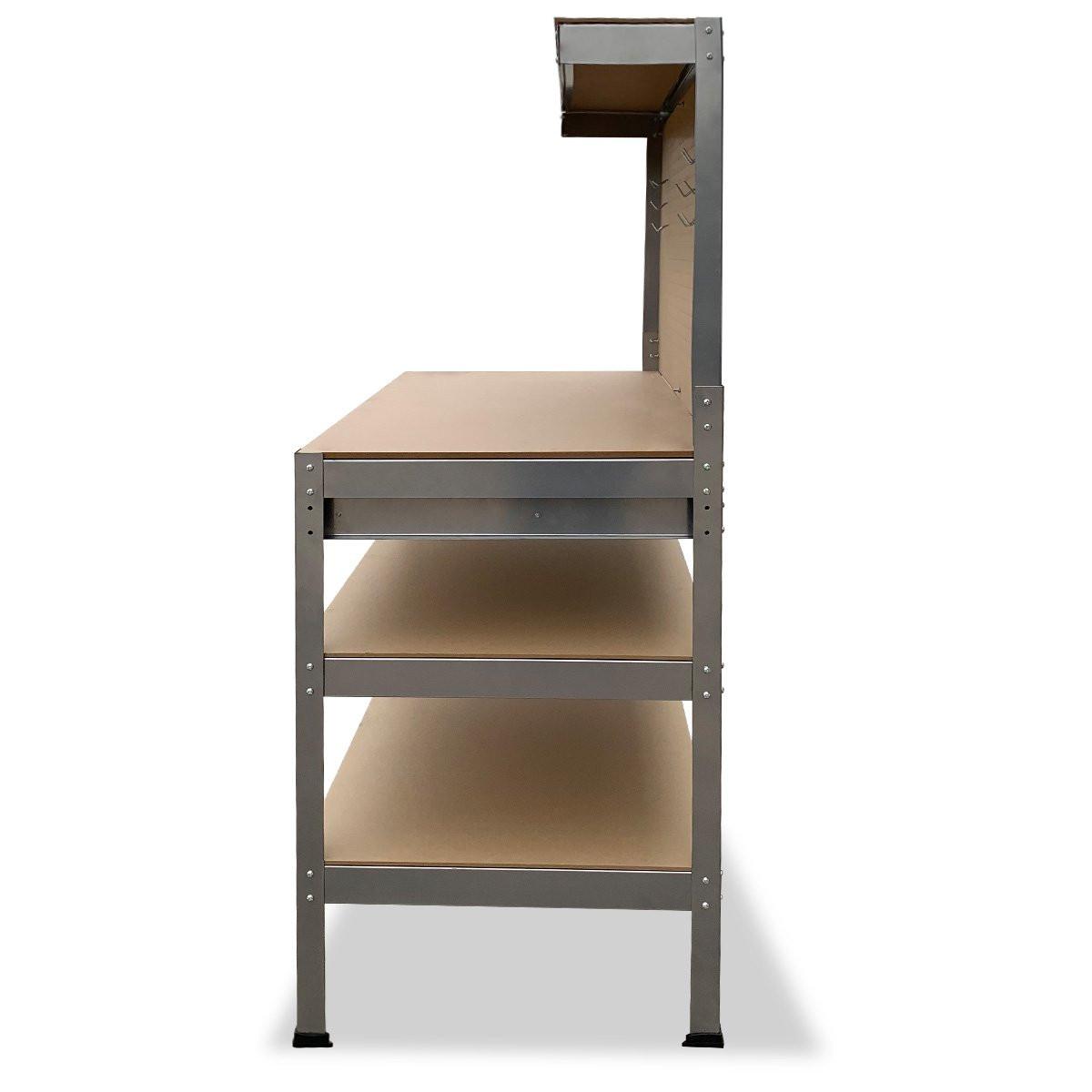 Kartrite 3-layered Work Bench Garage Storage Table Tool Shop Shelf Silver.