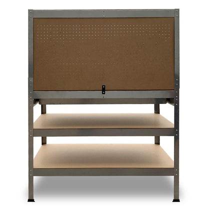 Kartrite 3-layered Work Bench Garage Storage Table Tool Shop Shelf Silver.