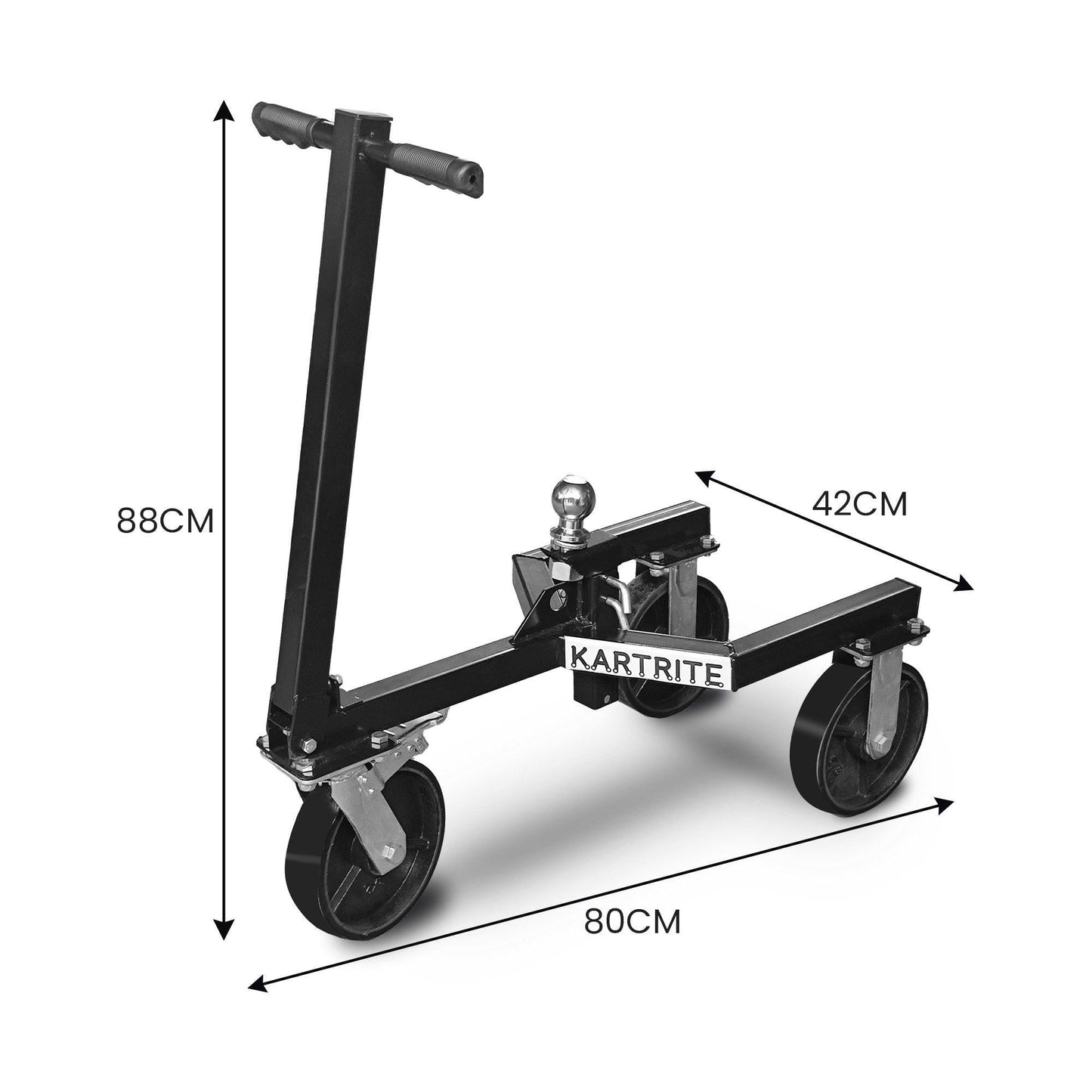 Kartrite Trailer Dolly Adjustable 2in Hitch Ball 1500kg Tongue Weight Capacity w/8in Swivel Wheels Steel Trailer Mover.