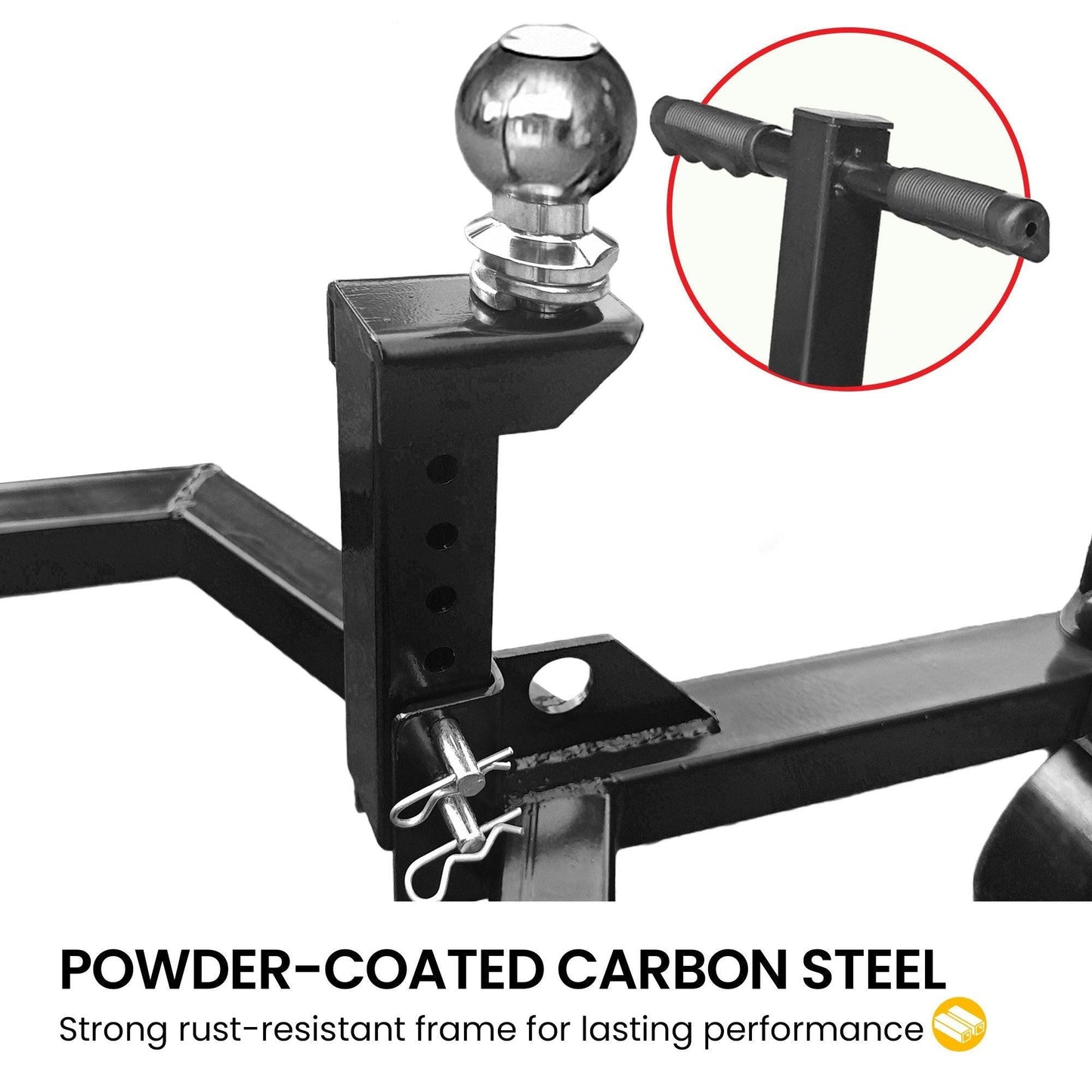 Kartrite Trailer Dolly Adjustable 2in Hitch Ball 1500kg Tongue Weight Capacity w/8in Swivel Wheels Steel Trailer Mover.