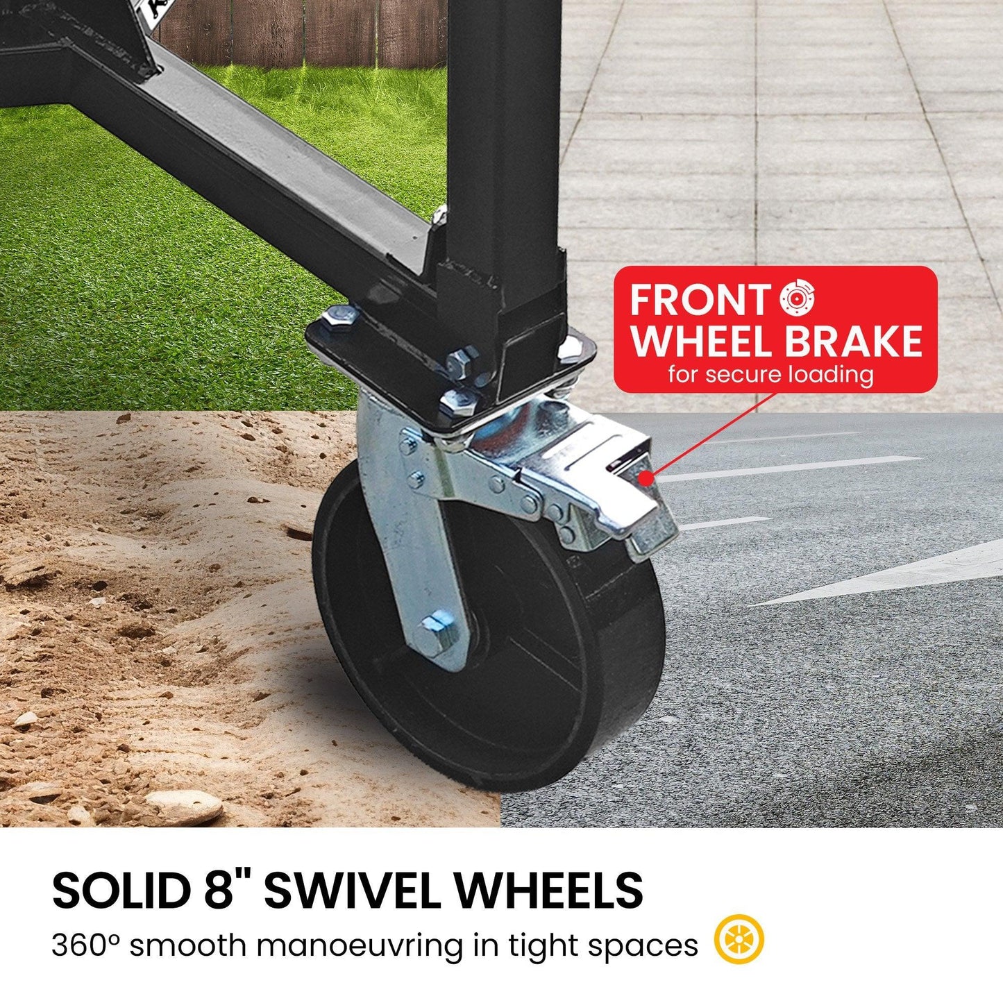 Kartrite Trailer Dolly Adjustable 2in Hitch Ball 1500kg Tongue Weight Capacity w/8in Swivel Wheels Steel Trailer Mover.