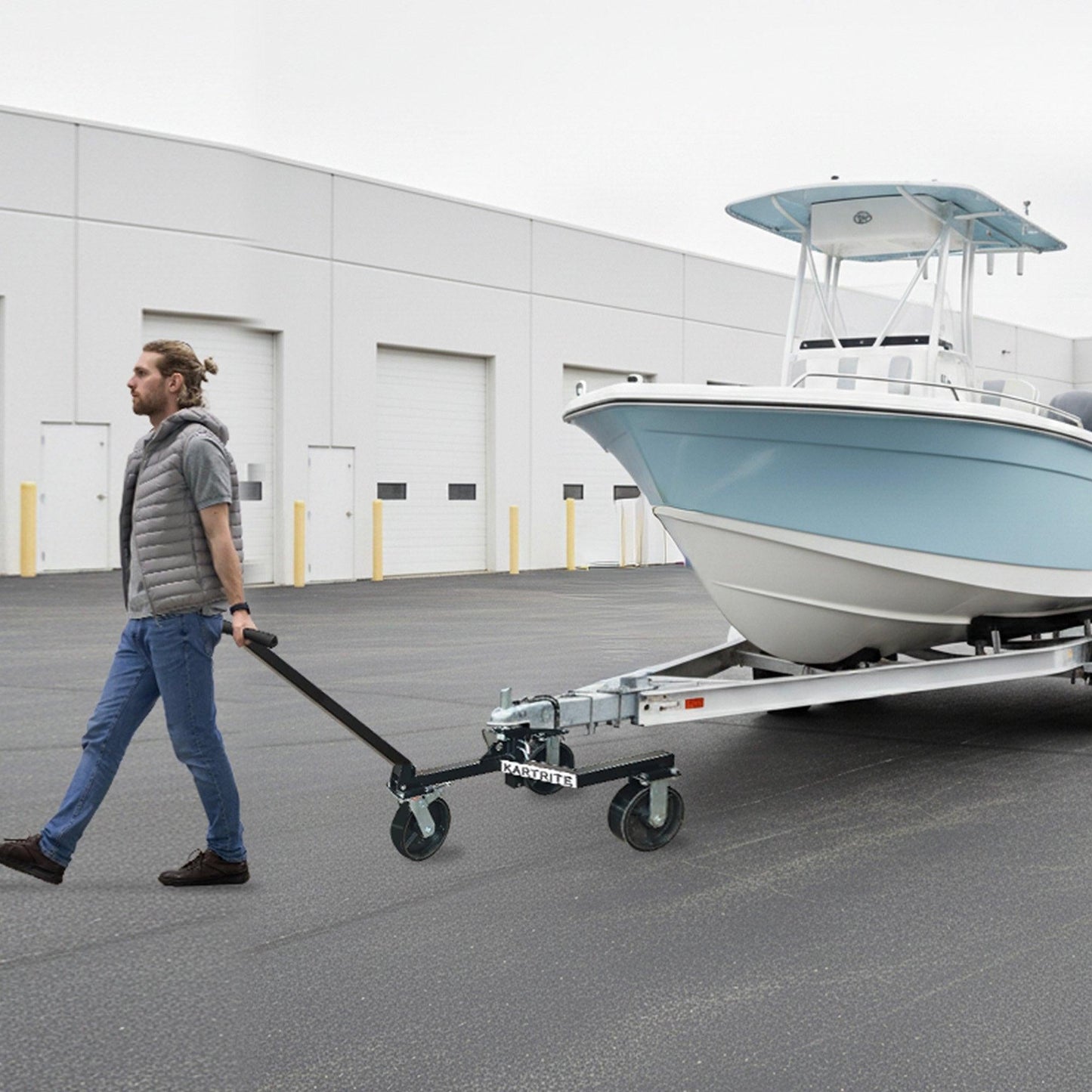 Kartrite Trailer Dolly Adjustable 2in Hitch Ball 1500kg Tongue Weight Capacity w/8in Swivel Wheels Steel Trailer Mover.