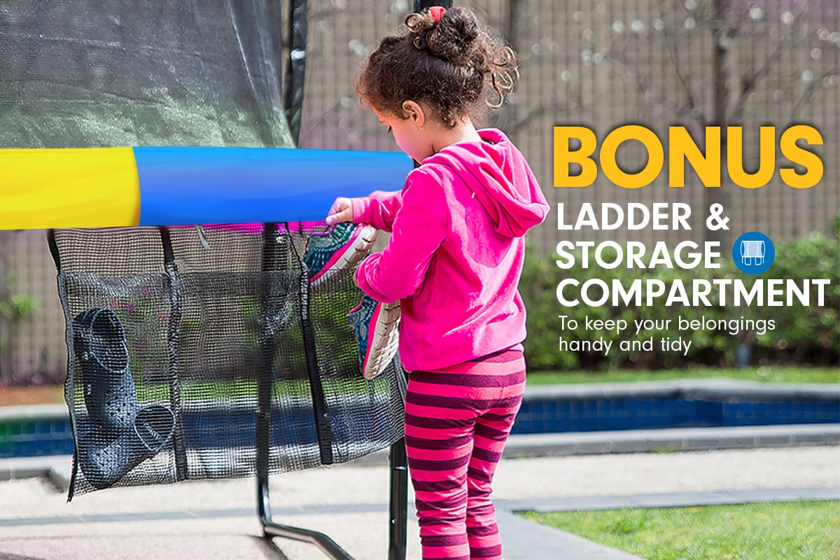 Kahuna 10ft Outdoor Trampoline Kids Children With Safety Enclosure Pad Mat Ladder - Rainbow.