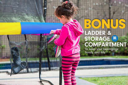 Kahuna 10ft Outdoor Trampoline Kids Children With Safety Enclosure Pad Mat Ladder - Rainbow.