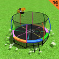 Kahuna 14ft Outdoor Trampoline Kids Children With Safety Enclosure Pad Mat Ladder Basketball Hoop Set - Rainbow.