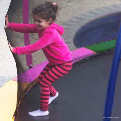 Kahuna 14ft Outdoor Trampoline Kids Children With Safety Enclosure Pad Mat Ladder Basketball Hoop Set - Rainbow.