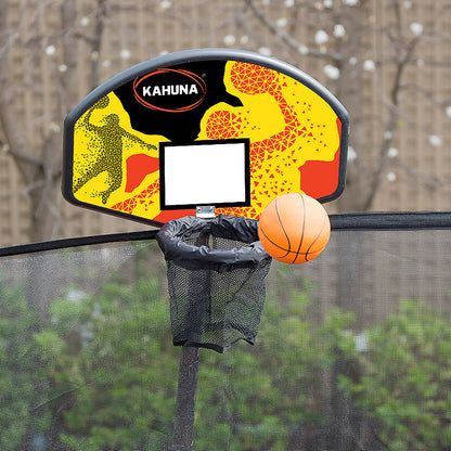 Kahuna 14ft Outdoor Trampoline Kids Children With Safety Enclosure Pad Mat Ladder Basketball Hoop Set - Rainbow.