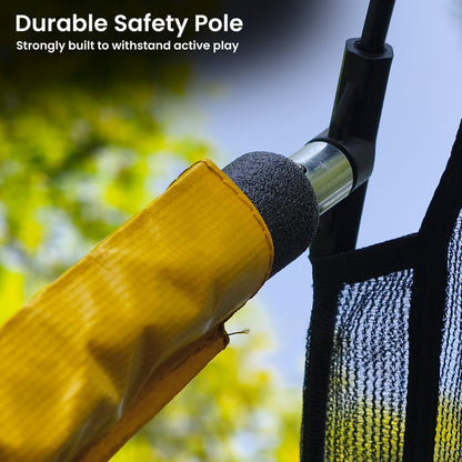 Kahuna 10 ft x 15 ft Oval Outdoor Trampoline w/ Basketball Set Reversible Rainbow & Orange Safety Pad Safety Net Ladder
