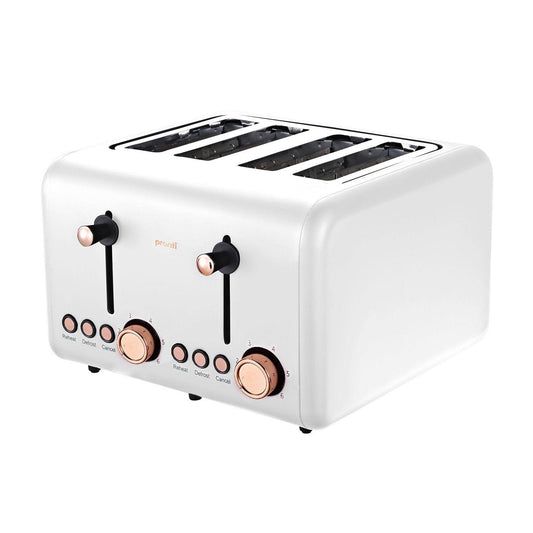 Pronti 4 Slice Toaster Rose Trim Collection - White.
