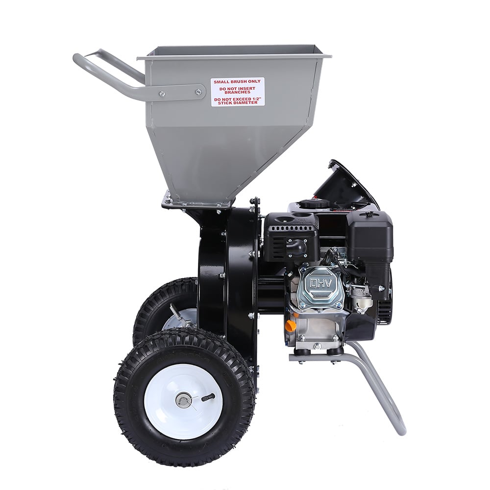 Ducar Wood Chipper Shredder Mulcher Garden 8hp Petrol Motor Upright Grinder - Silver.