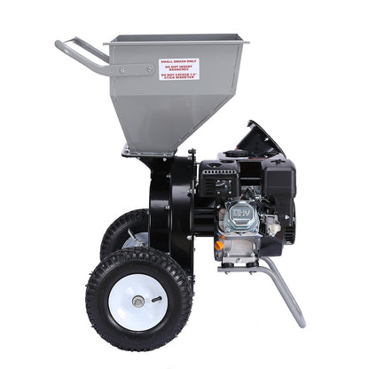 Ducar Wood Chipper Shredder Mulcher Garden 8hp Petrol Motor Upright Grinder - Silver.