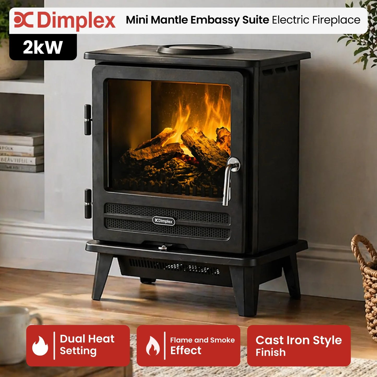 Dimplex 2kW Willowbrook Opti Myst Portable Electric Stove Flame and Smoke Effect
