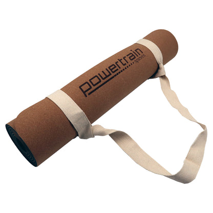 Powertrain Cork Yoga Mat with Carry Straps Home Gym Pilates - Plain.