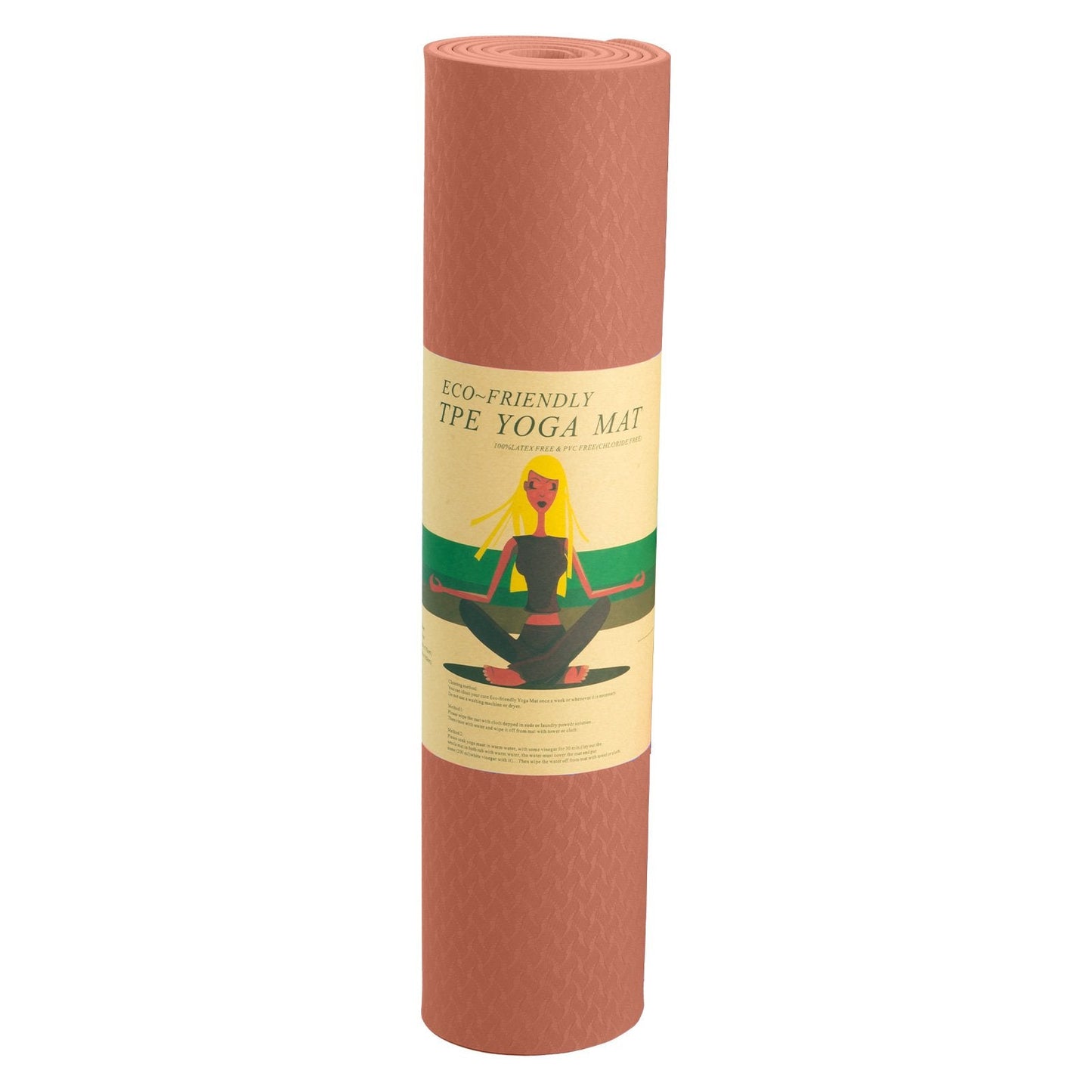 Powertrain Dual Layer 6mm Yoga Mat | Peach | Non-slip Surface And Carry Strap For Ultimate Comfort And Portability.