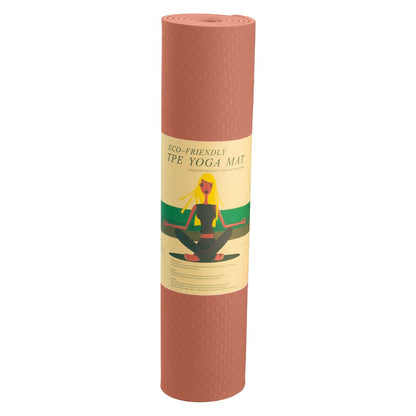 Powertrain Dual Layer 6mm Yoga Mat | Peach | Non-slip Surface And Carry Strap For Ultimate Comfort And Portability.