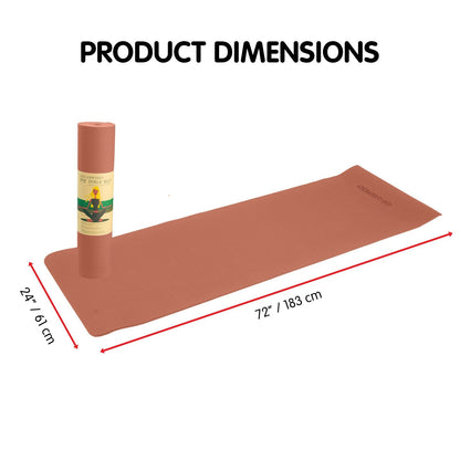 Powertrain Dual Layer 6mm Yoga Mat | Peach | Non-slip Surface And Carry Strap For Ultimate Comfort And Portability.