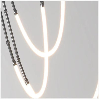 BAMDECOR Minimalistic Retro LED Minimalism Designer Lustre Hanging Lamps Slender-Shape LED Pendant Light (Black)