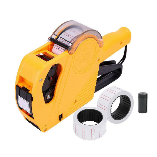 Price Tag Gun Labeller Pricing with 2 Rolls Labels and Inks Roller Machine Kit Yellow.