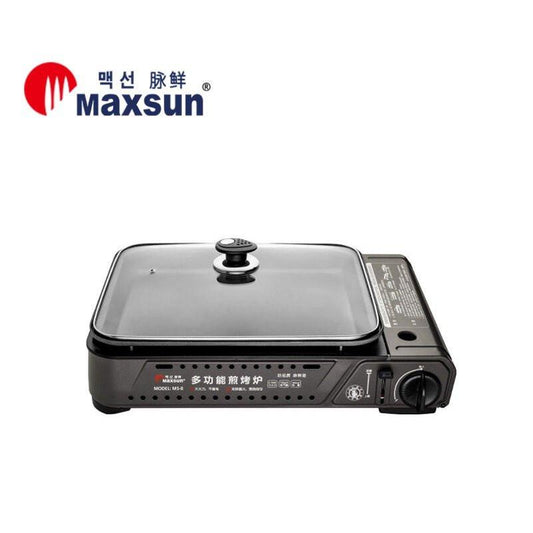 Portable Gas Burner Stove with Inset Non Stick Cooking Pan Cooker Butane Camping 35mm Cooking Pan.