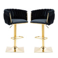 SERENITà Modern Velvet Breakfast Bar Stools Swivel Barstools Adjustable Counter Stools with Backrest Set of 2 Black