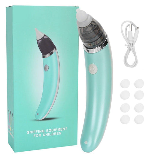 Baby Nasal Aspirator Electric Safe Hygienic Nose Cleaner Snot Sucker For baby (Green).