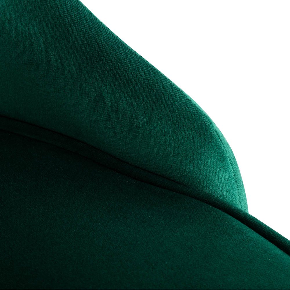 Viva Forever Set of 2 Green Velvet Dining Chairs-Art Deco Design with Gold Metal Legs.