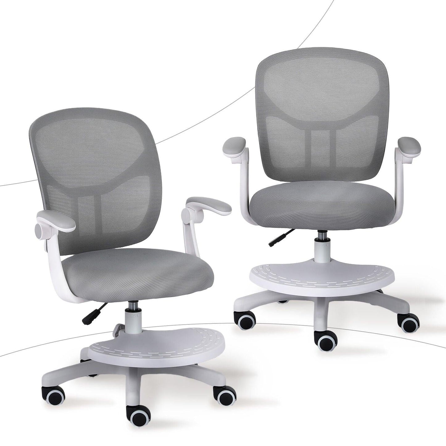 Kids Desk Chair - Children Office Study Seat with Footrest NOVA - Grey.