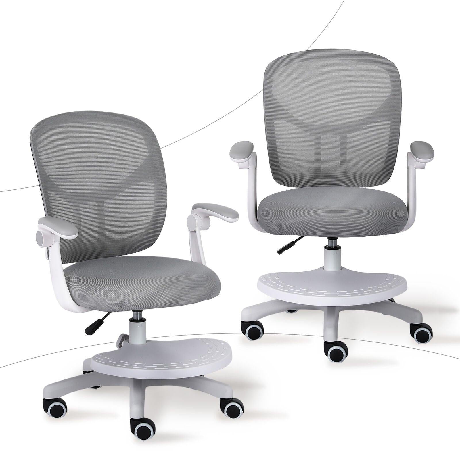 Kids Desk Chair - Children Office Study Seat with Footrest NOVA - Grey.