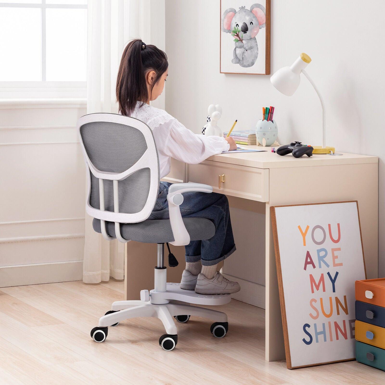 Kids Desk Chair - Children Office Study Seat with Footrest NOVA - Grey.