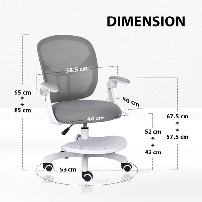 Kids Desk Chair - Children Office Study Seat with Footrest NOVA - Grey.