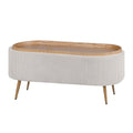 Coffee Table Storage Ottoman - Corduroy Padded Blanket Box Bench ESME CREAM.