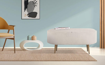 Coffee Table Storage Ottoman - Corduroy Padded Blanket Box Bench ESME CREAM.