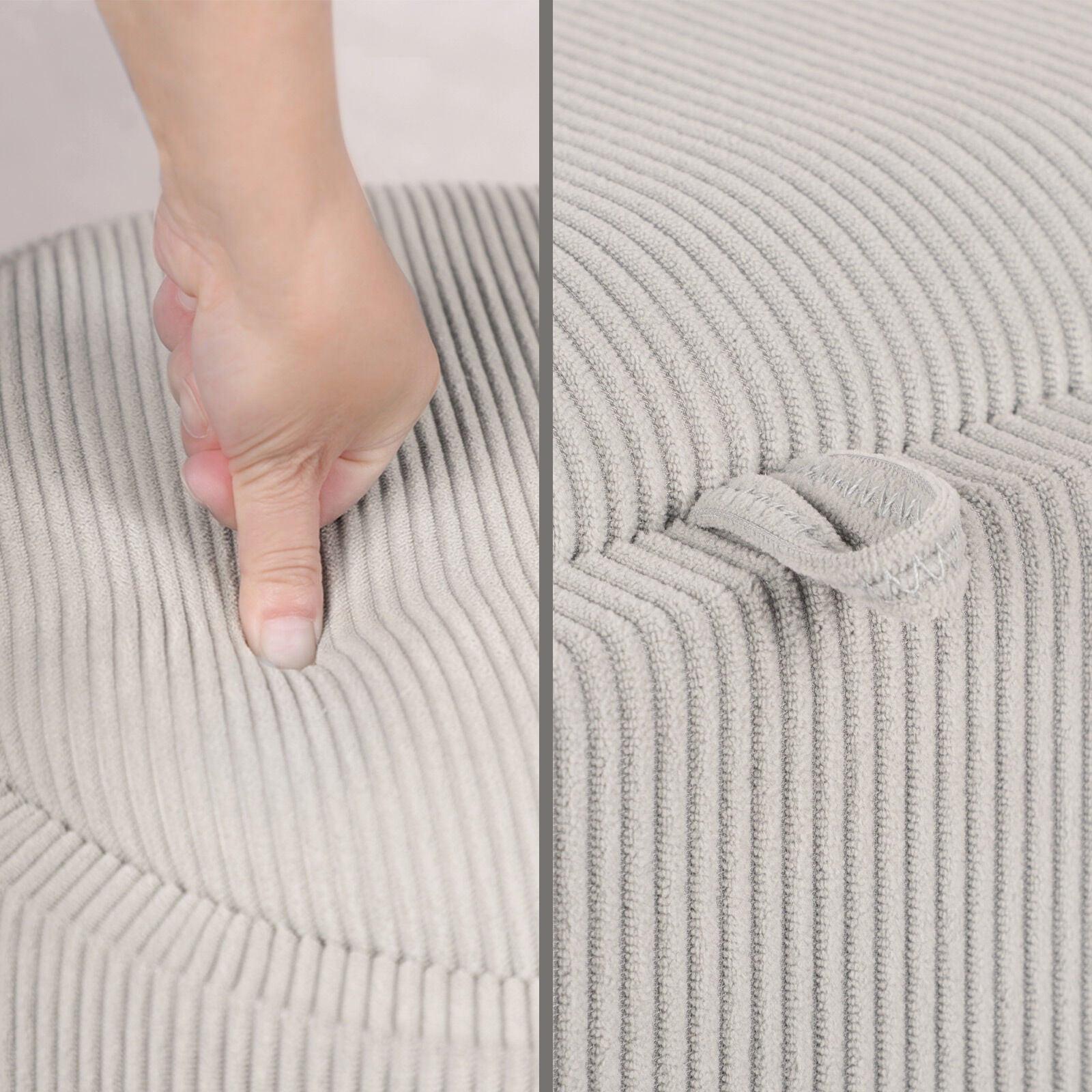 Coffee Table Storage Ottoman - Corduroy Padded Blanket Box Bench ESME CREAM.